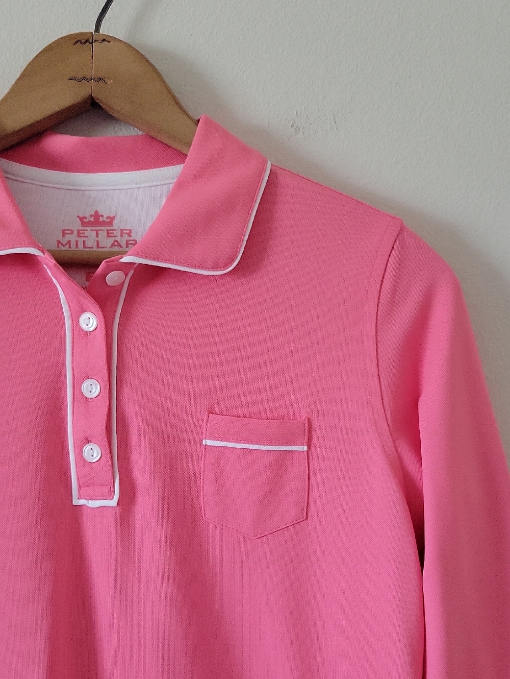 Peter Millar Pink 3/4 Sleeve Polo Size Medium - Picture 2 of 6